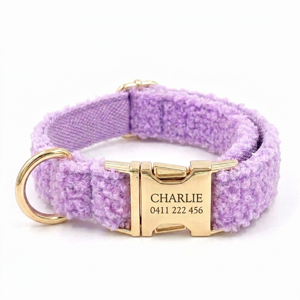 Light Purple Fluffy Dog Collar | Personalised