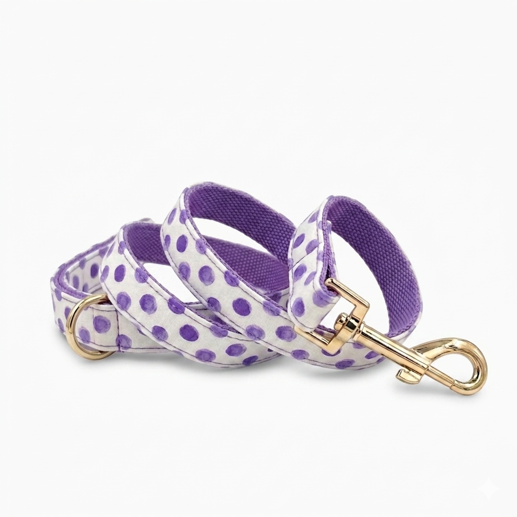 Purple Dot Dog Leash | Customisable