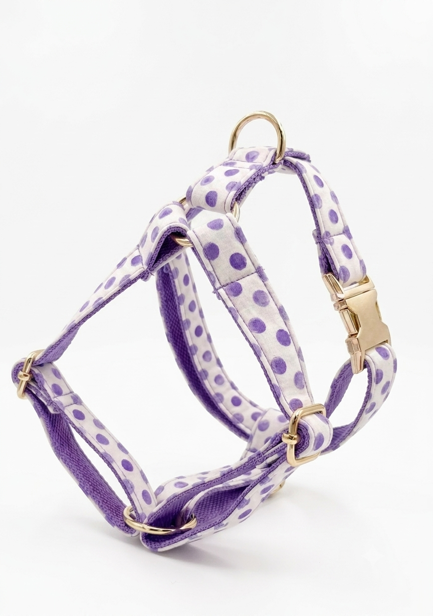 Purple Dot Dog Harness | Customisable