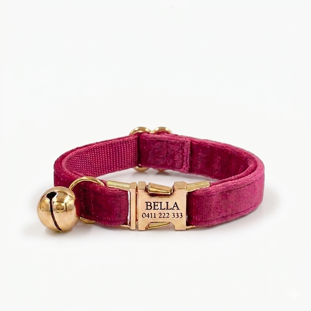 Rose Red Velvet Cat Collar | Personalised