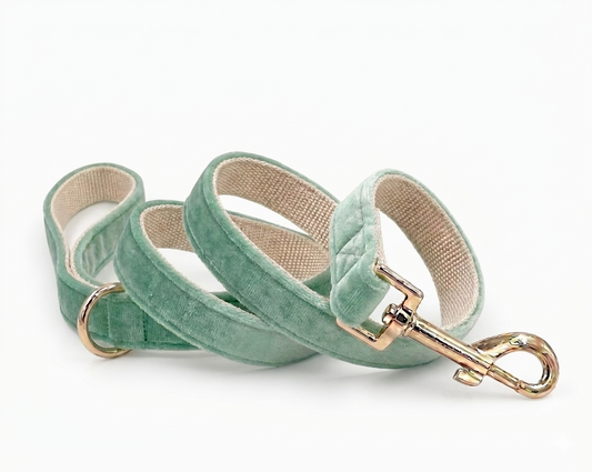 Sage Green Velvet Dog Leash | Customisable