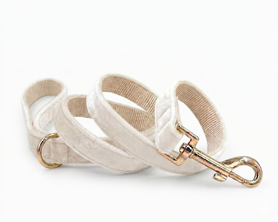 White Velvet Dog Leash | Customisable