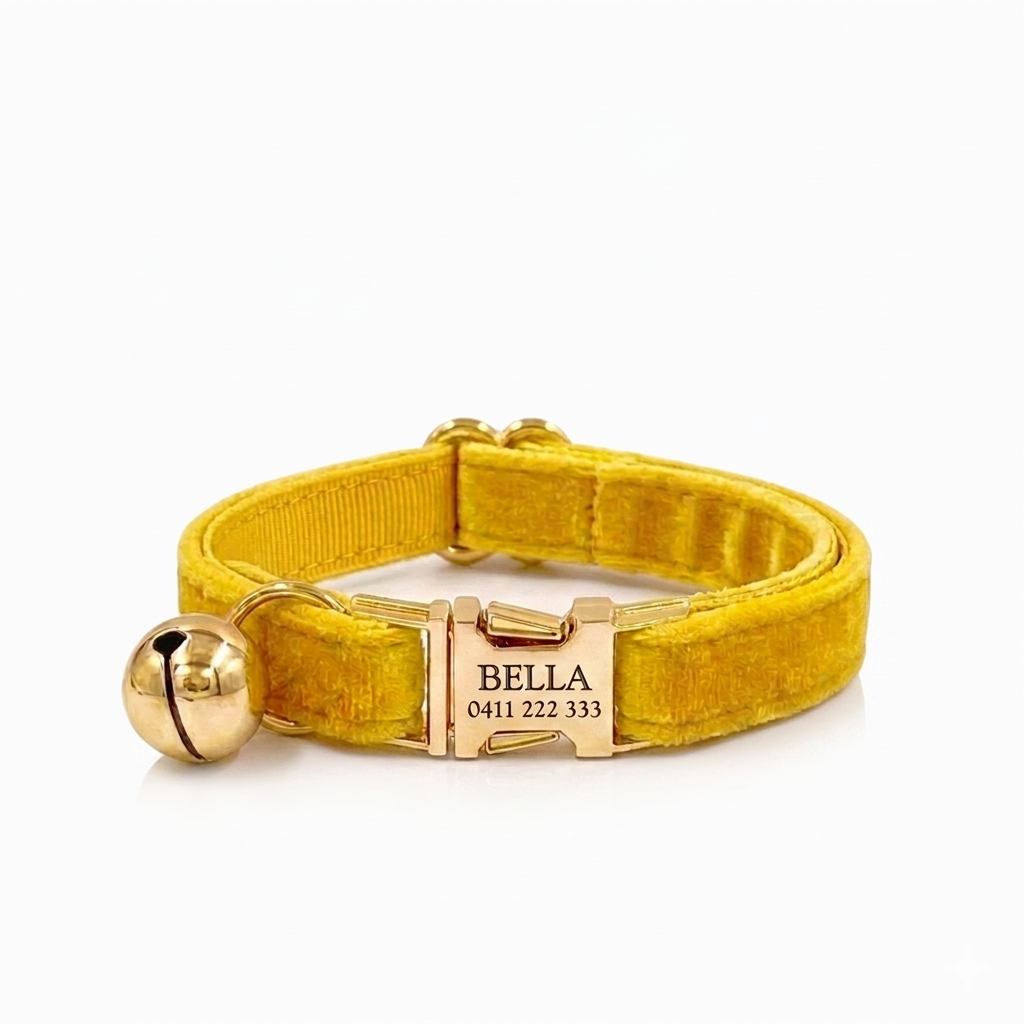 Lemon Velvet Cat Collar | Personalised